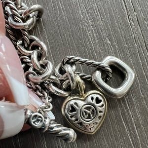 David Yurman authentic cable chain bracelet and heart charm.
